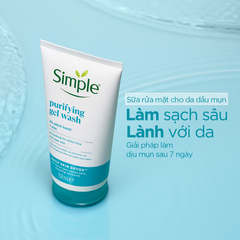 Sữa Rửa Mặt Simple 150ml Làm Sạch Dịu Nhẹ Cho Da Dầu Mụn (TẶNG KÈM Nước tẩy trang 200ml)