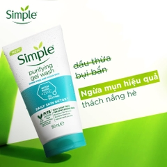 Sữa Rửa Mặt Simple 150ml Làm Sạch Dịu Nhẹ Cho Da Dầu Mụn (TẶNG KÈM Nước tẩy trang 200ml)
