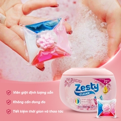 Viên giặt Zesty Clean 5in1 lưu hương 72 giờ hộp 40 viên - 440g 
- Hương Hoa hồng tháng Năm vùng Grasse