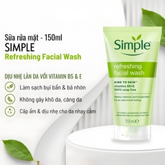 Sữa Rửa Mặt Simple 150ml Làm Sạch Dịu Nhẹ Cho Da Nhạy Cảm (TẶNG KÈM Nước tẩy trang 200ml)