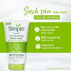 Sữa rửa mặt Simple tặng 1 nước tẩy trang (DA THƯỜNG)