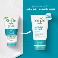 Sữa Rửa Mặt Simple 150ml Làm Sạch Dịu Nhẹ Cho Da Dầu Mụn (TẶNG KÈM Nước tẩy trang 200ml)