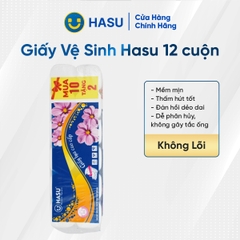Giấy vệ sinh Hasu 12 cuộn (Không lõi)