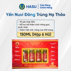 Yến Nuvi chưng đông trùng, HỘP QUÀ 150ML- 6 hũ
