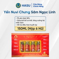 Yến Nuvi chưng sâm ngọc linh, HỘP QUÀ 150ML- 6 hũ