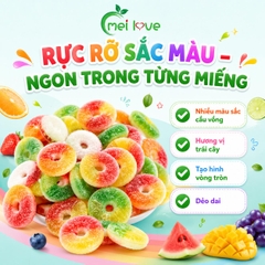 Kẹo Dẻo Cầu Vồng Hình Tròn Hương Trái Cây, Dẻo Dai, Nhiều Màu Sắc, Kẹo Ăn Vặt Cho Bé & Gia Đình