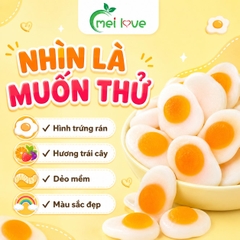 Kẹo Dẻo Trứng Rán Hương Trái Cây, Dẻo Mềm, Tạo Hình Trứng Ốp La, Kẹo Ăn Vặt Cho Bé & Gia Đình