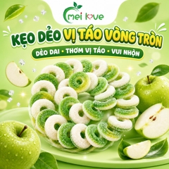 Kẹo Dẻo Vị Táo Vòng Tròn, Dẻo Dai, Hương Táo Thơm Mát, Kẹo Ăn Vặt Hình Vòng Tròn Cho Bé & Gia Đình