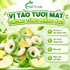 Kẹo Dẻo Vị Táo Vòng Tròn, Dẻo Dai, Hương Táo Thơm Mát, Kẹo Ăn Vặt Hình Vòng Tròn Cho Bé & Gia Đình