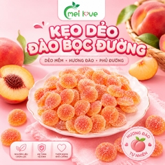 Kẹo Dẻo Đào Bọc Đường Hương Đào, Dẻo Mềm, Phủ Đường Hấp Dẫn, Kẹo Ăn Vặt Cho Bé & Gia Đình