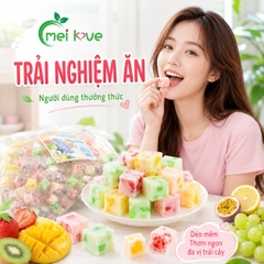 Kẹo Dẻo Nhân Trái Cây Lên Men Chua Ngọt, Nhân Sốt Mềm Tan, Ăn Vặt Lạ Miệng Cho Văn Phòng