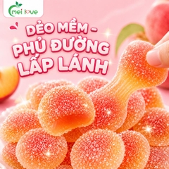 Kẹo Dẻo Đào Bọc Đường Hương Đào, Dẻo Mềm, Phủ Đường Hấp Dẫn, Kẹo Ăn Vặt Cho Bé & Gia Đình