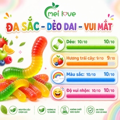 Kẹo Dẻo Sâu Cầu Vồng Hương Trái Cây, Dẻo Dai, Nhiều Màu Sắc, Kẹo Ăn Vặt Cho Bé & Gia Đình