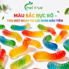 Kẹo Dẻo Sâu Cầu Vồng Hương Trái Cây, Dẻo Dai, Nhiều Màu Sắc, Kẹo Ăn Vặt Cho Bé & Gia Đình