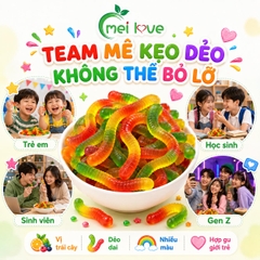 Kẹo Dẻo Sâu Cầu Vồng Hương Trái Cây, Dẻo Dai, Nhiều Màu Sắc, Kẹo Ăn Vặt Cho Bé & Gia Đình