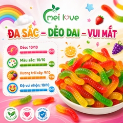 Kẹo Dẻo Giun Đa Sắc Hương Trái Cây, Dẻo Dai, Nhiều Màu Sắc, Kẹo Ăn Vặt Cho Bé & Gia Đình