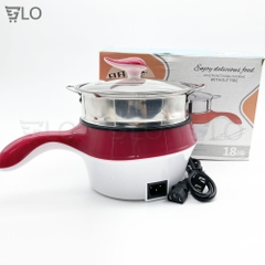 Ca Nấu Mì Có Lồng Hấp - Tay Cầm Ngang, Nấu Nước, Luộc Trứng Đa Năng Size 18cm
