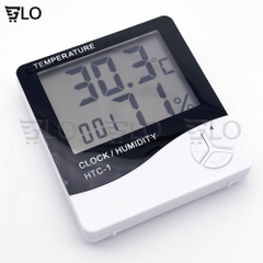 Nhiệt Ẩm Kế HTC-1/HTC-2, Máy Đo Nhiệt Độ, Độ Ẩm, Kiêm Đồng Hồ Báo Thức, Lịch Để Bàn Màn Hình LCD Có Kèm Pin