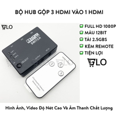 Bộ Hub Gộp 3 HDMI Vào 1 HDMI Có Remote, 3 Đầu Vào 1 Đầu Ra HDMI Full HD 1080p Cho Xbox PS4 DVD HDTV PC Laptop
