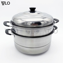 Nồi Hấp Bánh Bao, Cơm, Xôi, Bánh Flan Inox 3 Tầng Dùng Được Bếp Từ