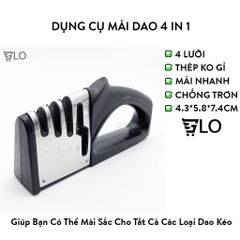 Dụng Cụ Mài Dao Kéo 4 In 1 Cao Cấp Thép Không Gỉ, Giúp Mài Nhanh, Siêu Sắc Bén, Lưỡi Mài Phủ Gốm Ceramic