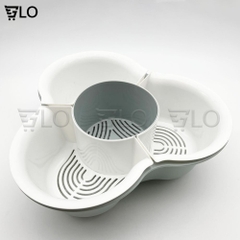Bộ Rổ Đựng Ăn Lẩu 4 Ngăn 2 Tầng 34x12cm