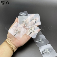 Móc Treo Dính Tường Siêu Chắc 6x6cm - Inox Không Gỉ, Tải Trọng 5kg, Nhựa Trong Suốt