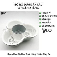 Bộ Rổ Đựng Ăn Lẩu 4 Ngăn 2 Tầng 34x12cm