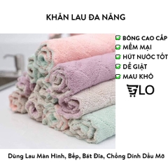 Khăn Lau Đa Năng Không Bụi 12x18cm - Siêu Thấm Nước, Chống Dính Dầu Mỡ, Hai Mặt, Sợi Bông Cao Cấp