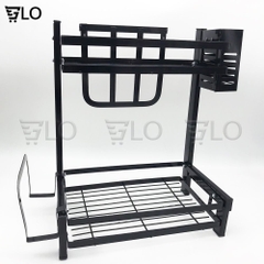 Kệ Đựng Gia Vị 2 Tầng Inox Kích thước 52x32x2.5cm Phủ Sơn Tĩnh Điện Mẫu Mới Để Bàn Cao Cấp