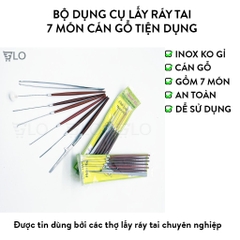 [Cán Gỗ] Bộ Dụng Cụ Lấy Ráy Tai 7 Món Tiện Dụng