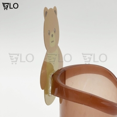 Cốc Ly Đựng Bàn Chải Đánh Răng Hình Gấu Nâu Dán Tường Dễ Thương - Nhựa ABS Cao Cấp, Tiện Lợi, Chống Đọng Nước