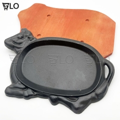 Chảo Gang Bò Bít Tết 28cm Kèm Đế Gỗ