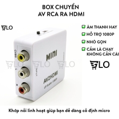 Bộ Box Chuyển Đổi Tín Hiệu AV RCA ra HDMI Model AV2HDMI Hỗ Trợ Độ Phân Giải FullHD 1080P Có Switch 720p và 1080p