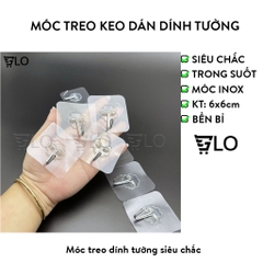 Móc Treo Dính Tường Siêu Chắc 6x6cm - Inox Không Gỉ, Tải Trọng 5kg, Nhựa Trong Suốt