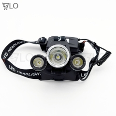 Đèn Pin Đeo Trán Đội Đầu 3 Bóng + 2 Pin Sạc + 1 Cục Sạc