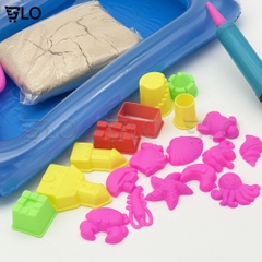 Hộp Đồ Chơi Cát Động Lực Dành Cho Bé, Đủ Bộ Khuôn, Bể, 1kg Cát Vi Sinh An Toàn Cho Trẻ Em