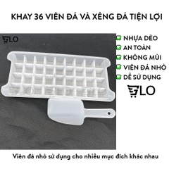 Khay 36 Viên Đá Và Xẻng Đá Tiện Lợi Để Tủ Lạnh, Nhựa Cao Cấp – Nhỏ Gọn, Vệ Sinh, Siêu Tiện Lợi