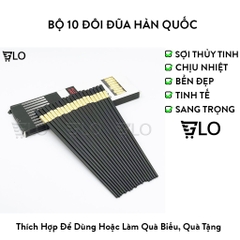 Bộ 10 Đôi Đũa Mạ Vàng, Đũa Hợp Kim Chống Mốc Hàn Quốc, Đầu Đũa Có Độ Nhám – Gắp Thức Ăn Dễ Dàng, Không Trơn Trượt