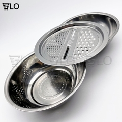 Bộ Bào Nạo Rau Củ Kiêm Rổ Và Chậu Inox Cao Cấp Đa Năng
