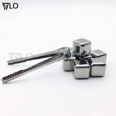 Hộp 8 Viên Đá Lạnh Inox Hình Vuông Không Tan Cooling Cubes Kèm 1 Gắp