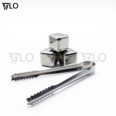 Hộp 8 Viên Đá Lạnh Inox Hình Vuông Không Tan Cooling Cubes Kèm 1 Gắp