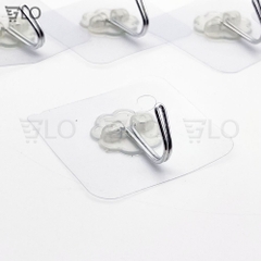 Móc Treo Dính Tường Siêu Chắc 6x6cm - Inox Không Gỉ, Tải Trọng 5kg, Nhựa Trong Suốt