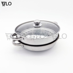 Nồi Hấp Xửng 2 Tầng Inox Mặt Kính Cao Cấp 28cm