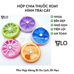 Hộp Chia Thuốc Thiết Kế Xoay Hình Trái Cây Xinh Xắn, Thiết Kế Thông Minh, Nhỏ Gọn, Đáng Yêu – Bảo Quản Thuốc Gọn Gàng