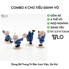 Combo 4 Tượng Chú Tiểu Đánh Võ, Thiếu Lâm Tự Múa Võ La Hán Quyền