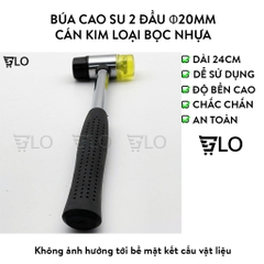 Búa Cao Su 2 Đầu Φ20mm Cán Kim Loại Bọc Nhựa Dài 24cm