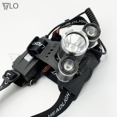Đèn Pin Đeo Trán Đội Đầu 3 Bóng + 2 Pin Sạc + 1 Cục Sạc