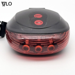 Đèn Led Hậu 2 Dải Laser + 5 Bóng Led Cảnh Báo Xe Đạp Gắn Phía Sau, Chống Nước Giúp Đạp Xe An Toàn Ban Đêm