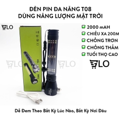 Đèn Pin Đa Năng T08 Dùng Năng Lượng Mặt Trời